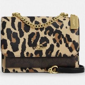 Coach Tan and Black Leopard Crossbody Bag